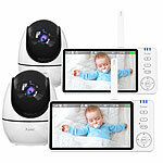 7links 2er-Set HD-Video-Babyphone, schwenk- & neigbar, Akku, Nachtsicht, VOX 7links Video Babyphones