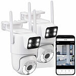 7links 2er Dual-Objektiv-IP-Außen-Kamera, 2x 2K, 3MP, Pan-Tilt, 360°, WLAN 7links Dual-Objektiv-Pan-Tilt-IP-Kameras, Geräuscherkennung, Patrouillen-Funktion, Farb-Nachtsicht
