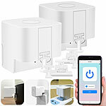 Luminea Home Control 2er-Set smarte Schalter-Aufsätze für Schalter/Taster, Sprachsteuerung Luminea Home Control App-gesteuerte Schalt-Aufsätze für Kippschalter & Taster