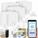 Luminea Home Control 4er-Set smarte Schalter-Aufsätze für Schalter/Taster, Sprachsteuerung Luminea Home Control App-gesteuerte Schalt-Aufsätze für Kippschalter & Taster