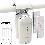 Luminea Home Control 2er-Set Smarter 3in1-Vorhangmotor, Akku, Bluetooth, Fernbedienung, App Luminea Home Control Smarter 3in1-Universal-Vorhangmotoren mit App, Timer und Fernbedienung