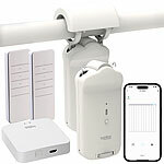 Luminea Home Control 2er-Set Smarter 3in1-Vorhangmotor, Akku, Fernbed., App + WLAN-Gateway Luminea Home Control Smarter 3in1-Universal-Vorhangmotoren mit App, Timer und Fernbedienung