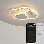 Luminea Home Control Kinder-Deckenleuchte im Wolken-Design, CCT-LEDs, WLAN, App, 42 W, 52cm Luminea Home Control Wolken-Design-Deckenleuchte mit CCT-LEDs, WLAN und App 