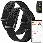 newgen medicals 2er-Set smarte Fitnesstracker-Armbänder mit App, 150 mAh, IP68 newgen medicals Smarte Fitnesstracker-Armbänder mit App