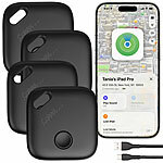 Callstel 4er-Set Akku-Gegenstandsfinder für "Wo ist?" von Apple, USB-C-Ladung Callstel MFi-zertifizierte Akku-Gegenstandsfinder mit weltweiter Ortung und USB-C-Ladung 