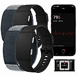 newgen medicals 2er-Set smarte Fitness-Tracker, App, 24/7-Erfassung, EKG-Überwachung newgen medicals Smartes Fitnesstracker-Armband mit Dauererfassung, EKG-Funktion und App 
