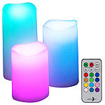 Lunartec 3er-Set dimmbare RGB-LED-Kerzen mit Timer, Versandrückläufer Lunartec RGB-LED-Kerzen mit Timer und Fernbedienung
