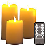 Britesta 3er-Set flackernde LED-Kerzen, dimmbar, 3 Größen, Fernbedienung, IP44 Britesta