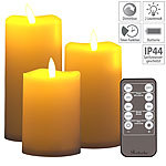 Britesta 3er-Set flackernde LED-Kerzen, dimmbar, 3 Größen, Fernbedienung, IP44 Britesta LED-Kerzen mit Timer und Fernbedienung