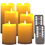 6er-Set flackernde LED-Kerzen, dimmbar, 3 Größen, Fernbedienung, IP44