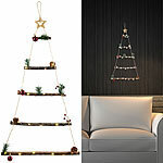 infactory Deko-Holzleiter mit 30 LEDs, Weihnachtsbaum-Form zum Aufhängen, 60 cm infactory Deko-Holzleiter in Weihnachtsbaum-Form