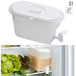 4er-Set Getränkebehälter für Kühlschrank mit Zapfhahn, BPA-frei, 3 l Kühlschrank-Getränkespender