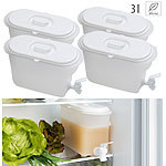 4er-Set Getränkebehälter für Kühlschrank mit Zapfhahn, BPA-frei, 3 l Kühlschrank-Getränkespender