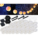 Lunartec 2er-Set Solar-LED-Lichterketten, warmweiß, je 50 weiße Lampions, IP44 Lunartec LED-Solar-Lampion-Lichterketten