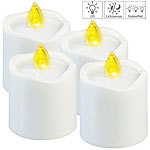 4er-Set flackernde Grablicht-LED-Kerzen mit Dämmerungssensor, weiß LED-Grablichter