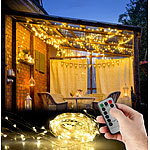 Lunartec Outdoor-Lichtervorhang, 300 LEDs, Fernbedienung, 3x3 m, warmweiß, IP44 Lunartec
