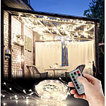 Lunartec 2er-Set Outdoor-Lichtervorhänge, 300 LEDs, Fernbedienung, 3x3 m, weiß Lunartec LED-Lichtervorhänge warmweiß