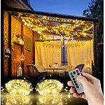 Lunartec 2er-Set LED-Lichtervorhänge, 300 LEDs, Fernbedienung, 3x3 m, warmweiß Lunartec LED-Lichtervorhänge warmweiß