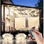 Lunartec 2er-Set Outdoor-Lichtervorhänge, 300 LEDs, Fernbedienung, 3x3 m, weiß Lunartec