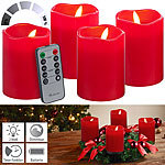 Britesta 4er-Set flackernde LED-Adventskerzen mit Fernbedienung, dimmbar, rot Britesta LED-Kerzen mit Timer und Fernbedienung