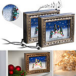 infactory 2er-Set Weihnachts-Bilderrahmen mit LEDs, Schneewirbel, Musik und Time infactory Weihnachts-Bilderrahmen mit LED, Musik, Timer und Schneewirbel