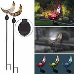 Lunartec 2er Set Solar Mondl. aus Metall mit Erdspieß, RGB Farbwechsel LED Lunartec Solar-Mondleuchten mit RGB-LEDs und Erdspieß