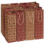 infactory 24er-Set weihnachtliche Kraftpapier-Geschenktüten für Weinflaschen infactory Geschenktüten mit Weihnachts-Motiv für Weinflaschen