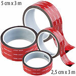 4er-Set Industrie Acryl Doppel-Klebebänder, 2,5 & 5cm x 3m, 110 g/cm² Hochleistungs-Acryl-Klebebänder, wasserfest, schwarz