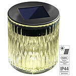 Lunartec Solar-LED-Windlicht aus Echtglas mit tollem Lichtmuster, IP44 Lunartec Solar-Windlichter