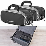 PEARL 2er-Set Kompressions-Packtaschen für Handgepäck, Größe S, 30x11x11 cm PEARL Flache Kompressions-Packtasche, optimiert für Handgepäck & Rucksäcke