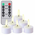 Lunartec 6er-Set Akku-LED-Teelichter mit realistischer Flamme,Versandrückläufer Lunartec Akku-LED-Teelichter mit realistischer Flamme