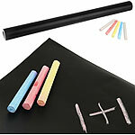 infactory Selbstklebende Tafelfolie mit 5 bunte Kreiden, abwischbar, 60 x 200 cm infactory Selbstklebende Tafelfolien