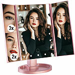 Sichler Beauty 2er-Set Falt-Schminkspiegel mit Beleuchtung, 3x/2x/1x-Vergrößerung Sichler Beauty Falt-Schminkspiegel mit LED-Beleuchtung