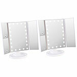 Sichler Beauty 2er-Set Falt-Schminkspiegel, LED-Beleuchtung, 3x/2x/1x-Vergrößerung Sichler Beauty Falt-Schminkspiegel mit LED-Beleuchtung