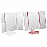 Sichler Beauty 2er-Set Falt-Schminkspiegel, LED-Beleuchtung, 3x/2x/1x-Vergrößerung Sichler Beauty Falt-Schminkspiegel mit LED-Beleuchtung