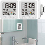 infactory 2er-Set Badezimmer-Uhr, Thermo-/Hygrometer, LCD, Saugnapf, Timer, IP54 infactory