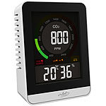 infactory Digitales CO2-Messgerät mit Temperatur, Luftfeuchtigkeit, Uhr & Wecker infactory 