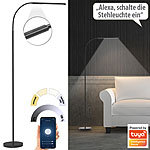 Luminea Home Control Smarte WLAN-Stehleuchte, CCT-LEDs, Schwanenhals, dimmbar, App, schwarz Luminea Home Control