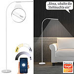 Luminea Home Control Smarte WLAN-Stehleuchte, CCT-LEDs, Schwanenhals, dimmbar, App, weiß Luminea Home Control 