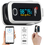 newgen medicals Medizinischer Finger-Pulsoximeter mit OLED-Farbdisplay, Bluetooth, App newgen medicals Finger-Pulsoximeter mit Bluetooth und ELESION-App