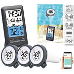 infactory Smartes WLAN-Teich- & Poolthermometer mit 3 Sensoren, App, IP67 infactory Funk-Poolthermometer mit WLAN und App