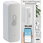 Luminea Home Control WLAN-Temperatur- & Luftfeuchtigkeits-Sensor mit App, 4er-Set Luminea Home Control WLAN-Temperatur- & Luftfeuchtigkeits-Sensoren mit App und Sprachsteuerung