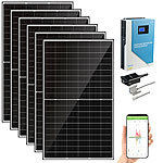 revolt 2,28 kW (6x 380 W) Off-Grid-Solaranlage + 3,5 kW Hybrid-Wechselrichter revolt Solaranlagen-Sets: Hybrid-Inverter mit Solarpanelen und MPPT-Laderegler