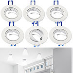 Luminea 6er-Set Einbaustrahler-Rahmen, einstellbarer Abstrahlwinkel, weiß Luminea Lampen-Einbaufassungen