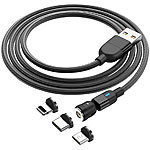 Callstel USB-A-Kabel, magnetischer Stecker für USB-C, Micro-USB, Lightning, 3 A Callstel Magnetische USB-Ladekabel