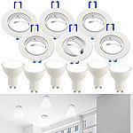 Luminea 6er-Set Alu-Einbaustrahler-Rahmen, weiß, inklusive LED-Spots Luminea LED-Spots GU10 (tageslichtweiß)