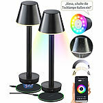 Lunartec Smarte Outdoor-Tischlampe, RGB-CCT-LEDs, App, Bluetooth, 2er-Set Lunartec