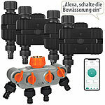 Royal Gardineer 4er-Set WLAN-Bewässerungscomputer, Ventil, 4-fach-Wasserverteiler, App Royal Gardineer
