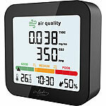 infactory Akku-Messgerät für TVOC, mit CO2-Anzeige, Uhrzeit, Thermo-/Hygrometer infactory