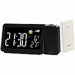 infactory Funk-Wetterstation mit Projektionswecker, Außensensor,Versandrückläufe infactory Funk-Wetterstationen mit Projektions-Weckern und USB-Ladeports